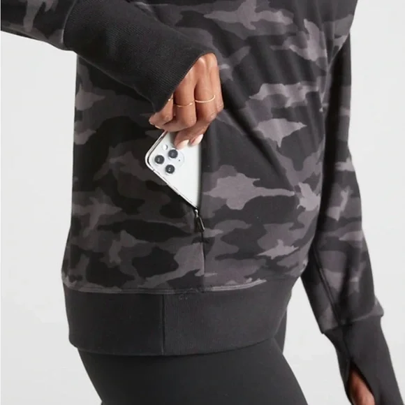 Athleta Black and Gray Camouflage Sweatshirt - Picture 3 of 10